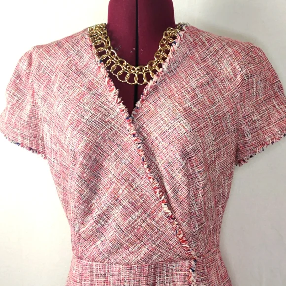 banana republic pink tweed dress Framed Pink Tweed Dress